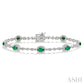 5X3 MM Oval Cut Emerald and 1/20 Ctw Round Cut Diamond Bracelet in 10K White Gold