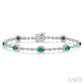 5X3 MM Oval Cut Emerald and 1/20 Ctw Round Cut Diamond Bracelet in 10K White Gold