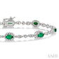 5X3 MM Oval Cut Emerald and 1/20 Ctw Round Cut Diamond Bracelet in 10K White Gold