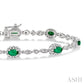 5X3 MM Oval Cut Emerald and 1/20 Ctw Round Cut Diamond Bracelet in 10K White Gold