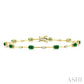 4X3 MM Oval Cut Emerald and 1/3 Ctw Round Cut Diamond Precious Bar Bracelet in 10K Yellow Gold