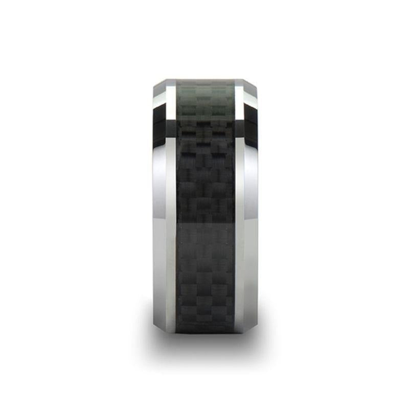 INDIANAPOLIS Black Carbon Fiber Inlay Tungsten Carbide Ring - 10mm
