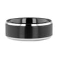 ASTON Black Brushed Center Tungsten Ring with Polished Beveled Edges - 4mm - 10mm - 6mm