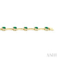 4X3 MM Emerald and 5/8 Ctw Round Cut Diamond Halo Precious Open Link Bracelet in 14K Yellow Gold
