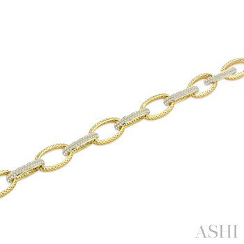 3 Ctw Open Window Oval Link Round Cut Diamond Aeris Gold Bold Bracelet in 14K Yellow Gold