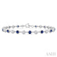 2.7 MM Round shape Sapphire and 1 Ctw Round Cut Diamond Precious Station Bracelet in 14K White Gold