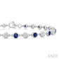 2.7 MM Round shape Sapphire and 1 Ctw Round Cut Diamond Precious Station Bracelet in 14K White Gold