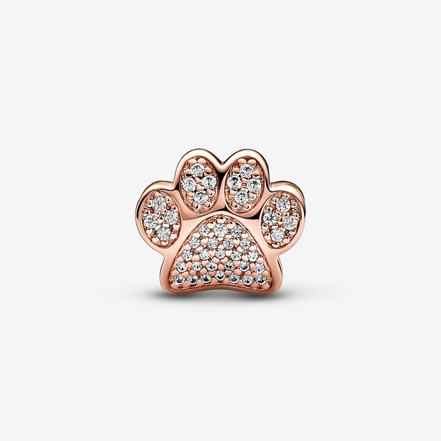 Sparkling Paw Print Charm