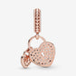 Pavé Heart Padlocks Dangle Charm