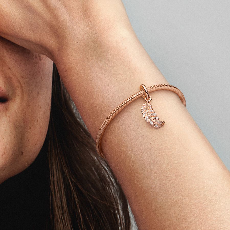 Floating Curved Feather Dangle Charm