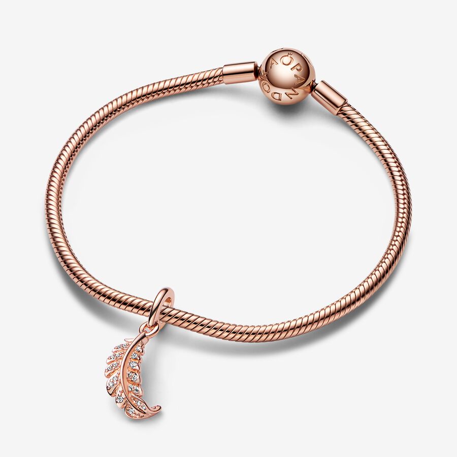 Floating Curved Feather Dangle Charm