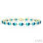 6X4 MM Oval Cut Blue Topaz and 1/6 Ctw Round Cut Diamond Semi-Precious Tennis Bracelet in 10K Yellow Gold