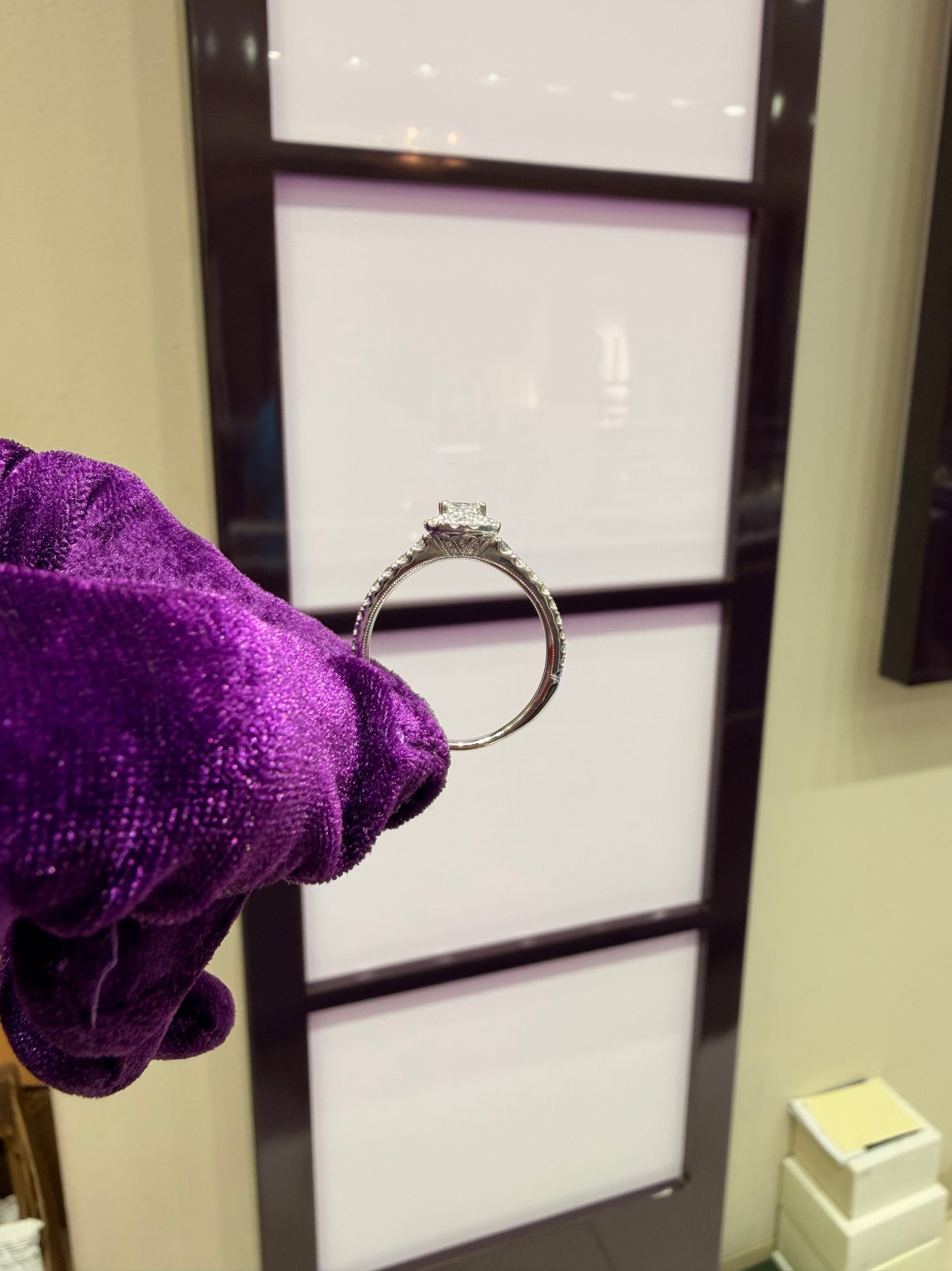 14k white gold 1 carat princess cut halo