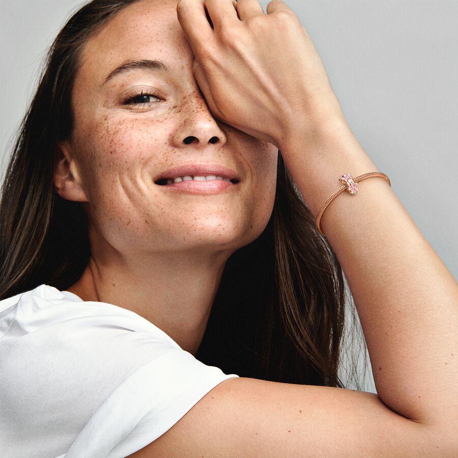 Pink Daisy Spacer Clip Charm