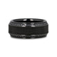 KNIGHT Steel Chain Black Titanium Wedding Ring Polished Beveled Edges Set with Round Black Diamonds - 10mm