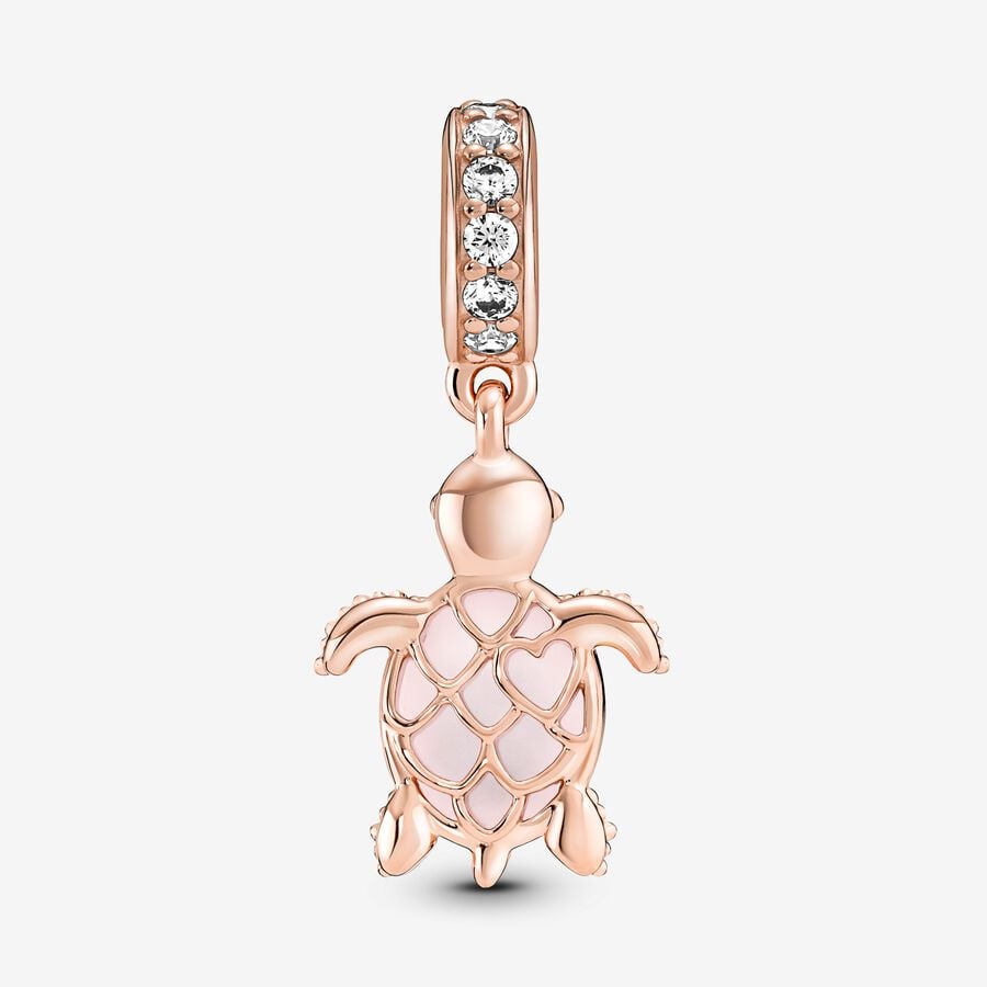 Murano Glass Pink Sea Turtle Dangle Charm