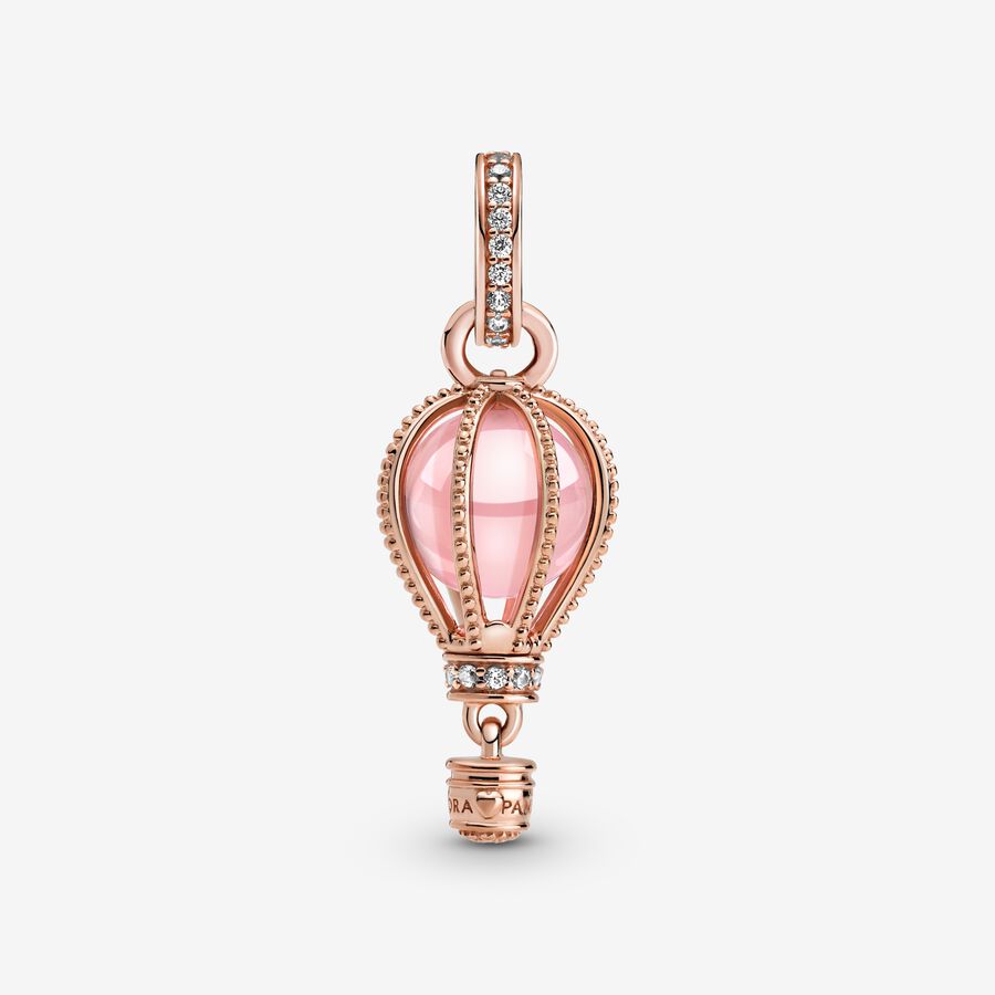 Sparkling Pink Hot Air Balloon Dangle Charm
