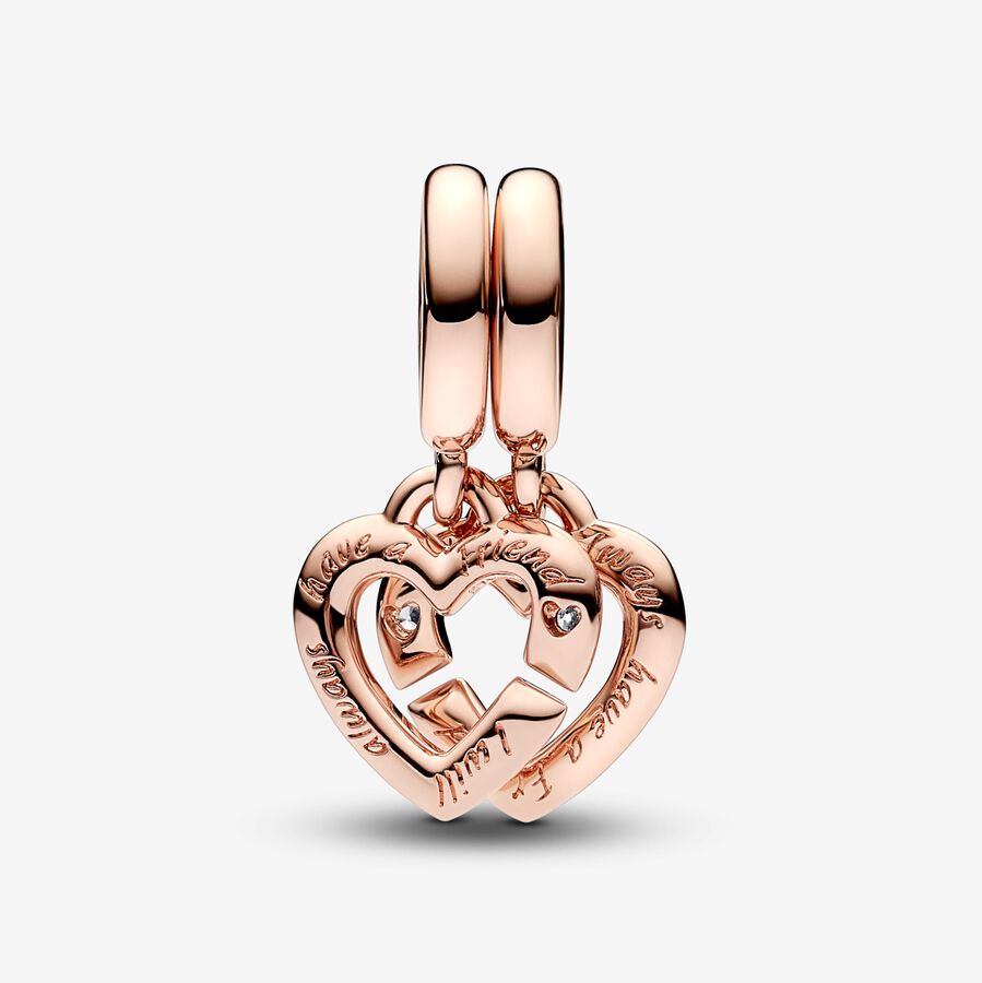 Linked Sister Hearts Split Dangle Charm