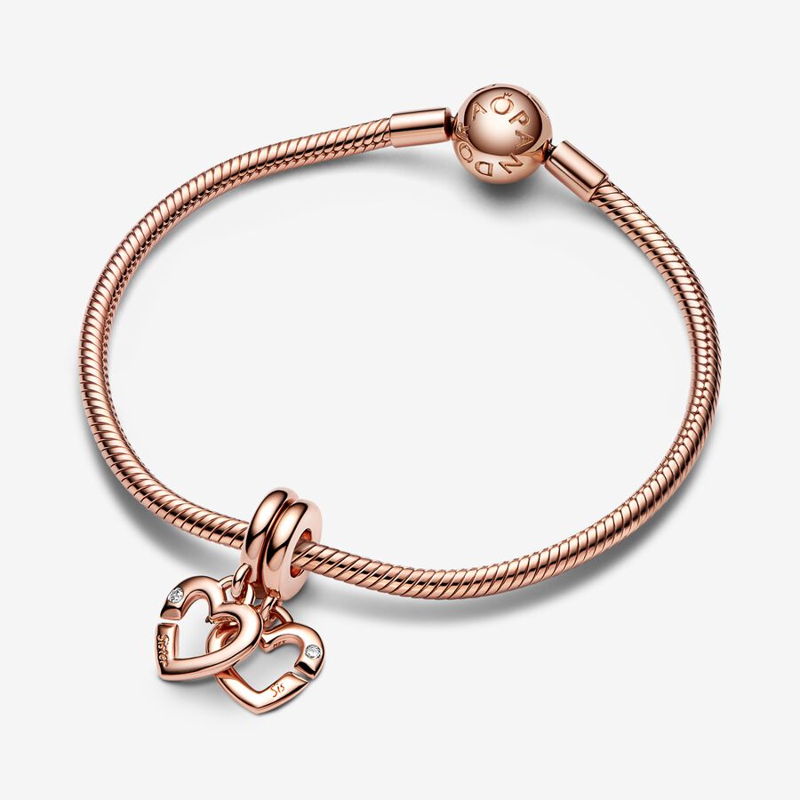 Linked Sister Hearts Split Dangle Charm