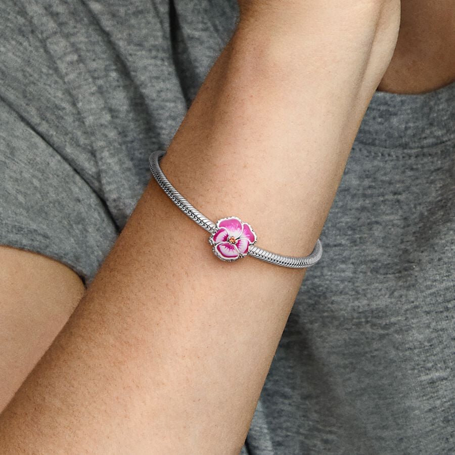 Pink Pansy Flower Charm