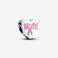 Hope heart sterling silver charm with pink enamel