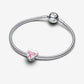 Hope heart sterling silver charm with pink enamel