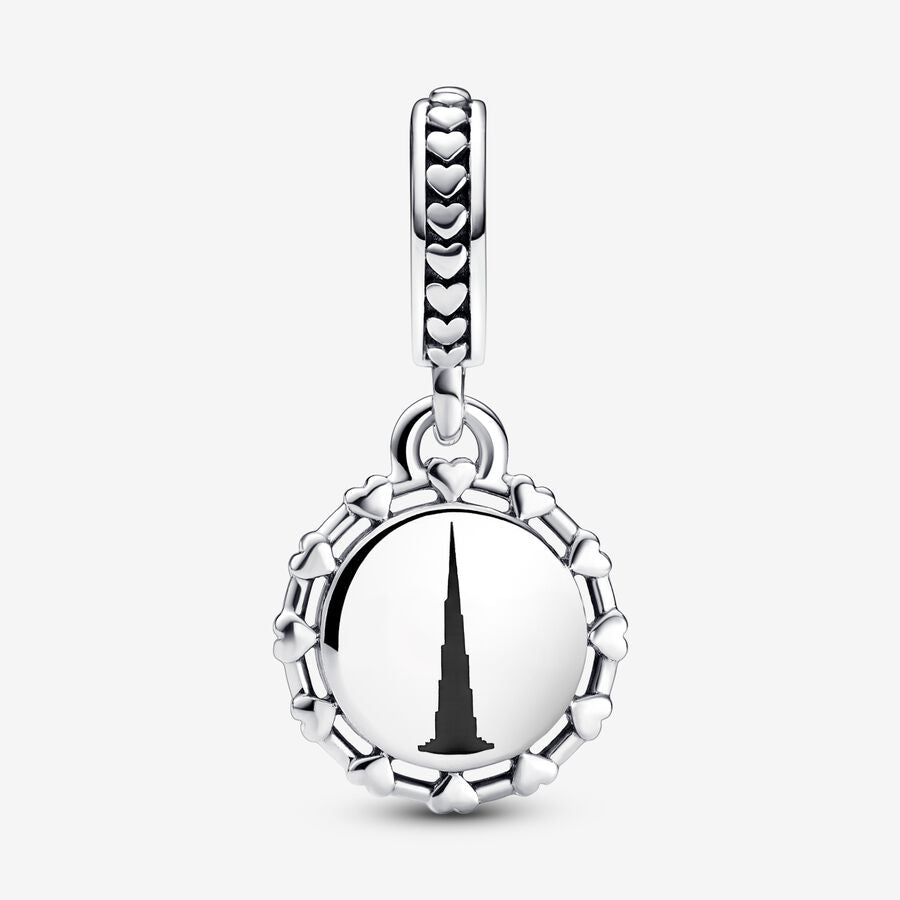 Engravable Disc & Hearts Dangle Charm