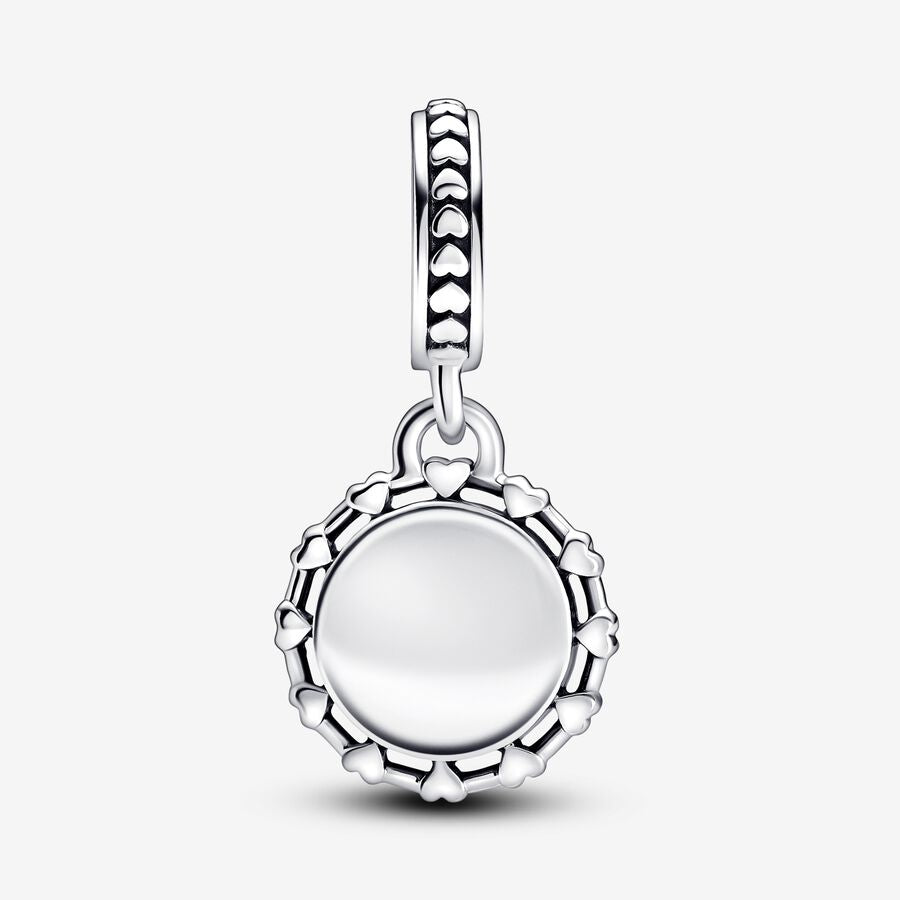 Engravable Disc & Hearts Dangle Charm