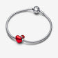 Metallic Red Christmas Heart Charm
