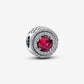 Red Sparkling Leveled Round Charm