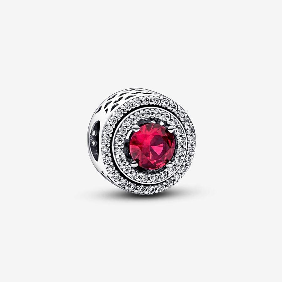 Red Sparkling Leveled Round Charm