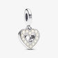 Pearlescent White Heart Double Dangle Charm