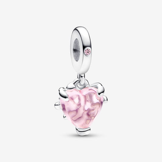Wavy Fancy Pink Murano Glass Charm