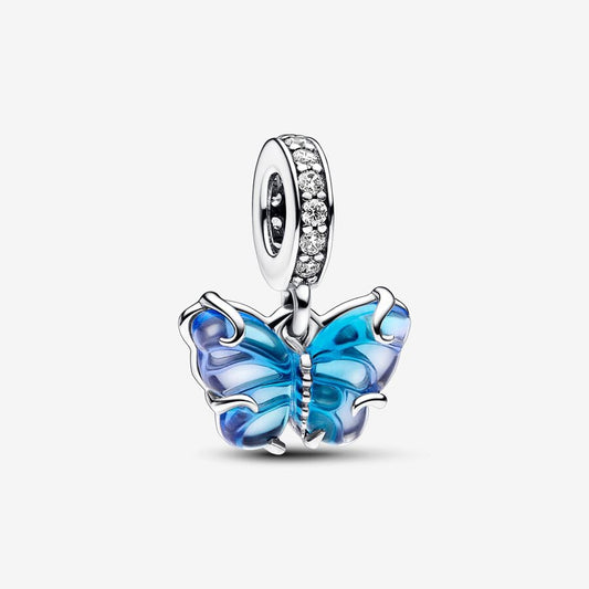 Blue Murano Glass Butterfly Necklace Set