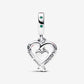 Double Candy Cane Heart Christmas Dangle Charm