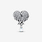 Opalescent Snowman and Hearts Charm Trio