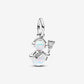 Opalescent Snowman and Hearts Charm Trio