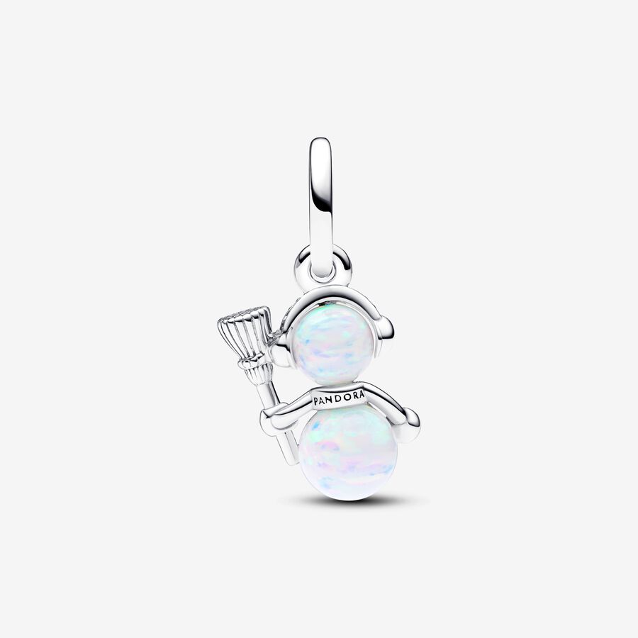 Opalescent Snowman Dangle Charm