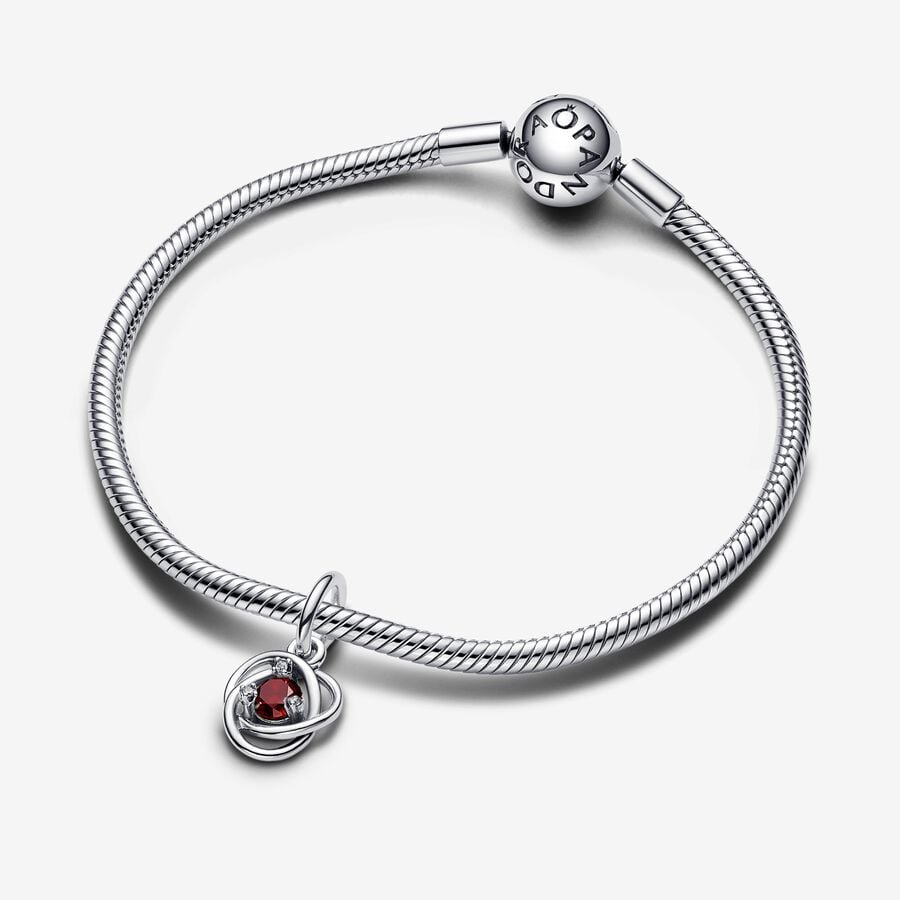 January Red Eternity Circle Dangle Charm