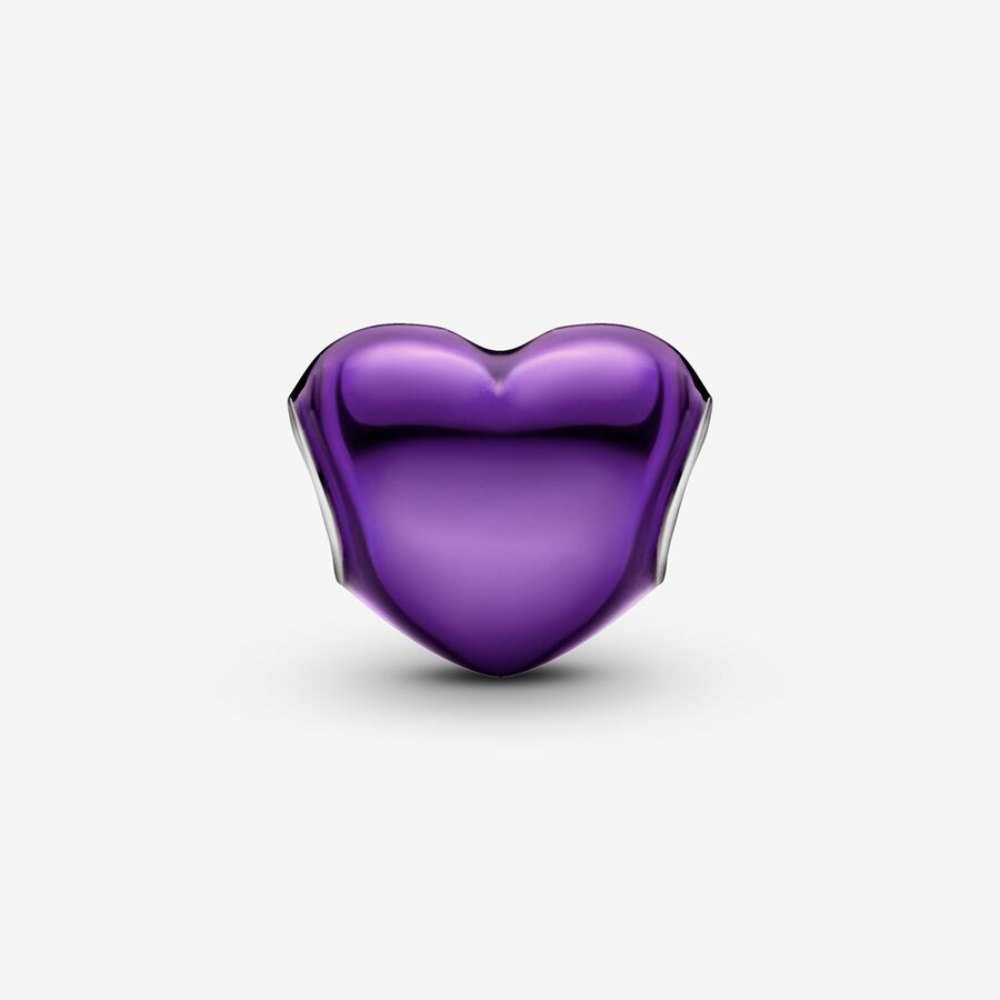 Metallic Purple Heart Charm