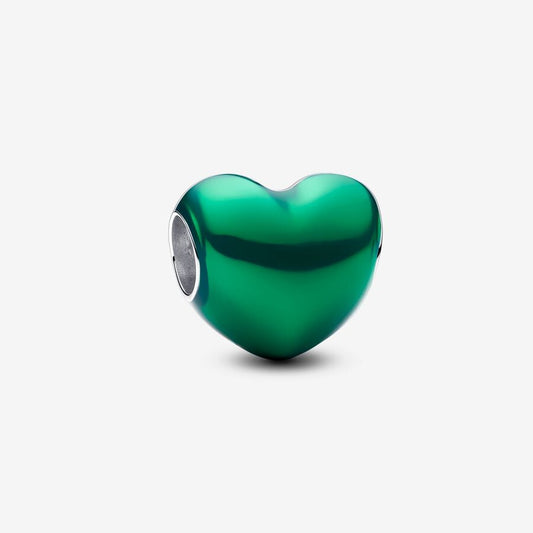 Metallic Green Heart Charm