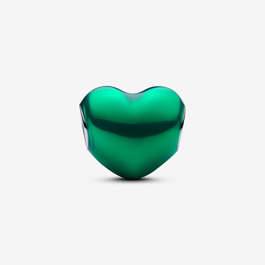 Metallic Green Heart Charm