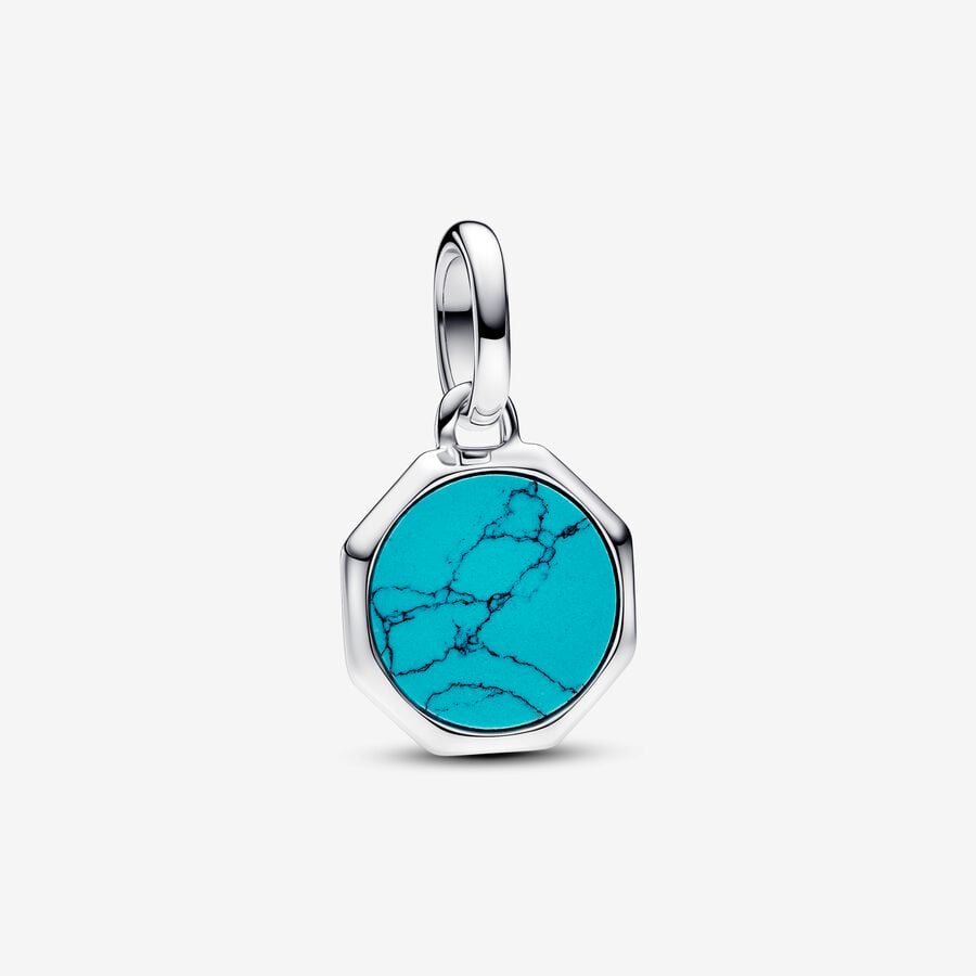 Turquoise Engravable Mini Medallion Charm Necklace Set