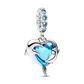 Pandora Blue Murano Glass Dolphins Dangle Charm