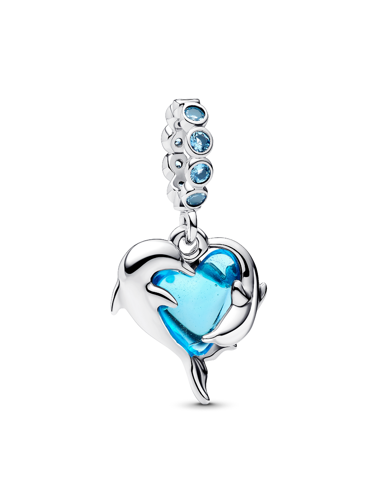 Pandora Blue Murano Glass Dolphins Dangle Charm