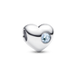 Pandora Engravable Sea Aqua Blue Stone Heart Charm