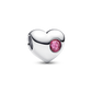 Pandora October Engravable Pink Stone Heart Charm