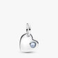 Pandora March Engravable Heart Aqua Blue Stone Dangle Charm