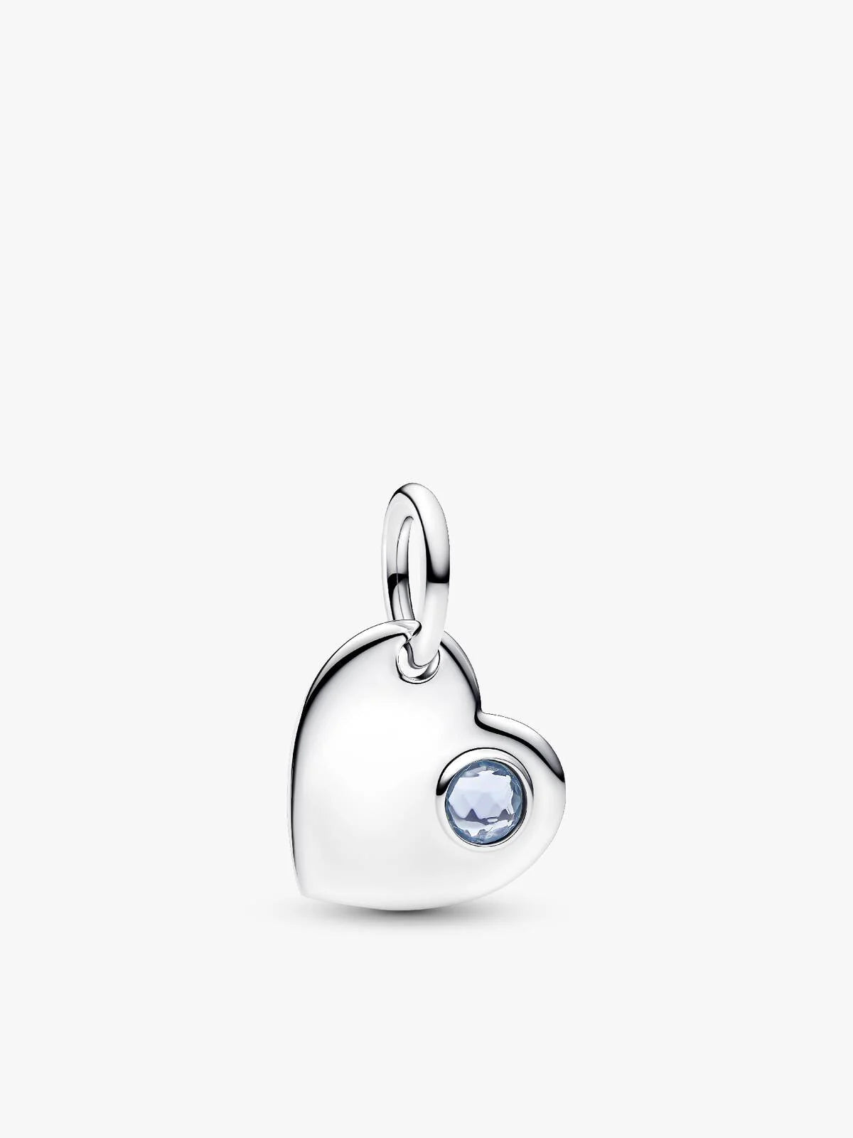 Pandora March Engravable Heart Aqua Blue Stone Dangle Charm