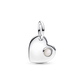 Pandora June Engravable Heart White Stone Dangle Charm